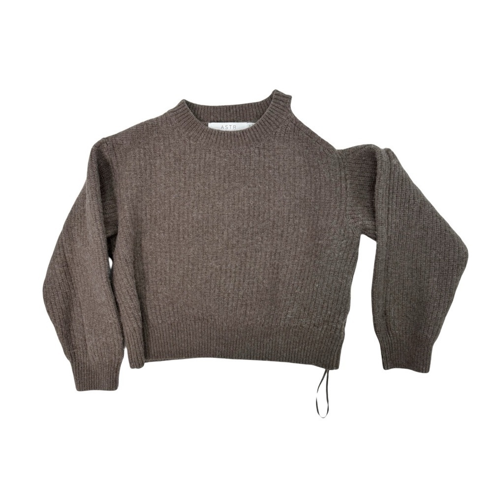 ASTR THE LABEL Women's Designer Mud Cold Shoulder Ribbed Cropped Wool Sweater M - Picture 5 of 7
